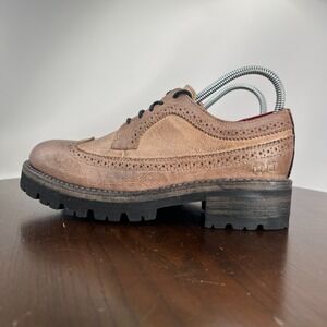 Bed Stu Lita K III Oxford Shoe Women 6.5 Brown Leather Wingtip Brogue Chunky Lug